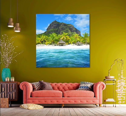 Square Canvas Le Morne Peninsula Sea View Photograph High Quality Print 100% Australian Made