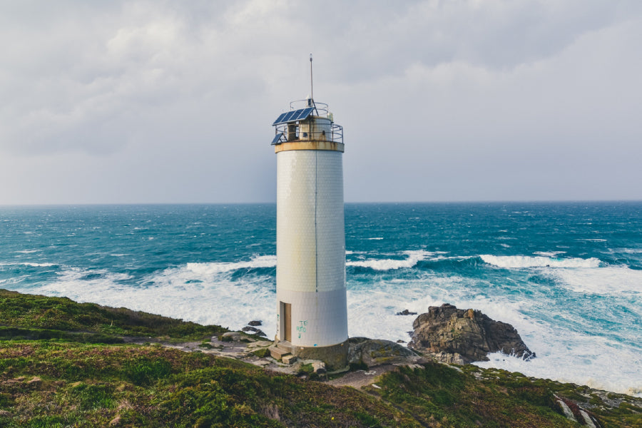 Lighthouse Cliffs with Stormy Sea View Photograph Print 100% Australian Made