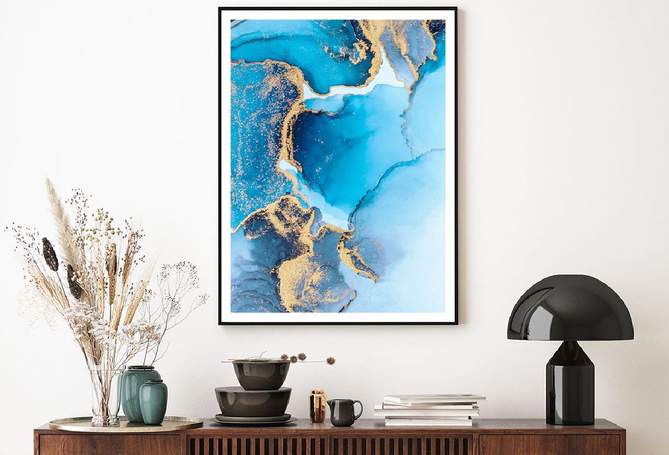 Blue & Gold Marble Abstract Design Home Decor Premium Quality Poster Print Choose Your Sizes