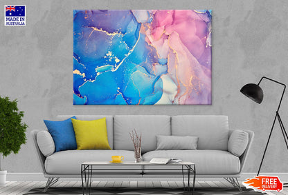 Blue Pink & Gold Fluid Abstract Design Print 100% Australian Made