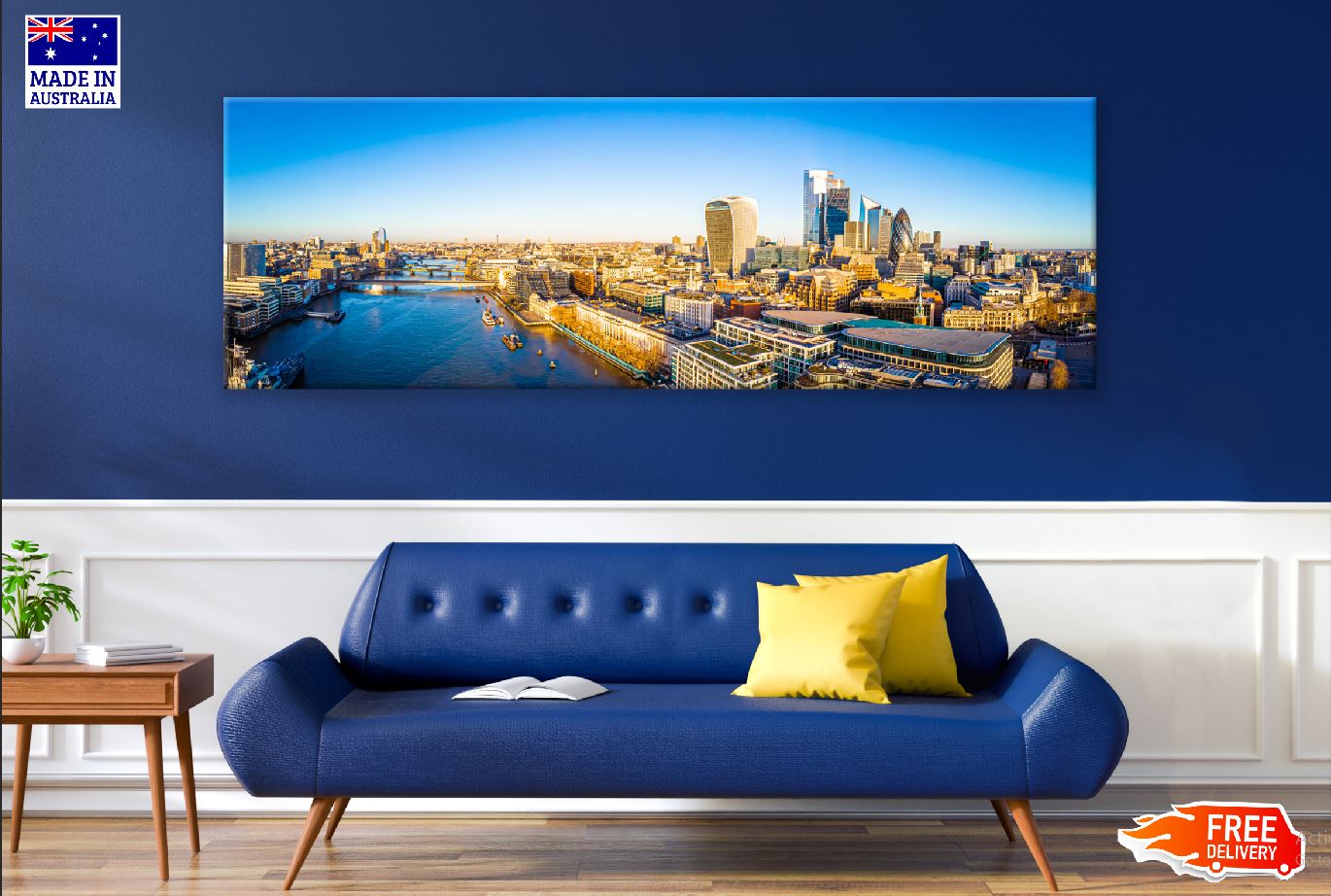 Panoramic Canvas London City Morning View Photograph High Quality 100% Australian Made Wall Canvas Print Ready to Hang