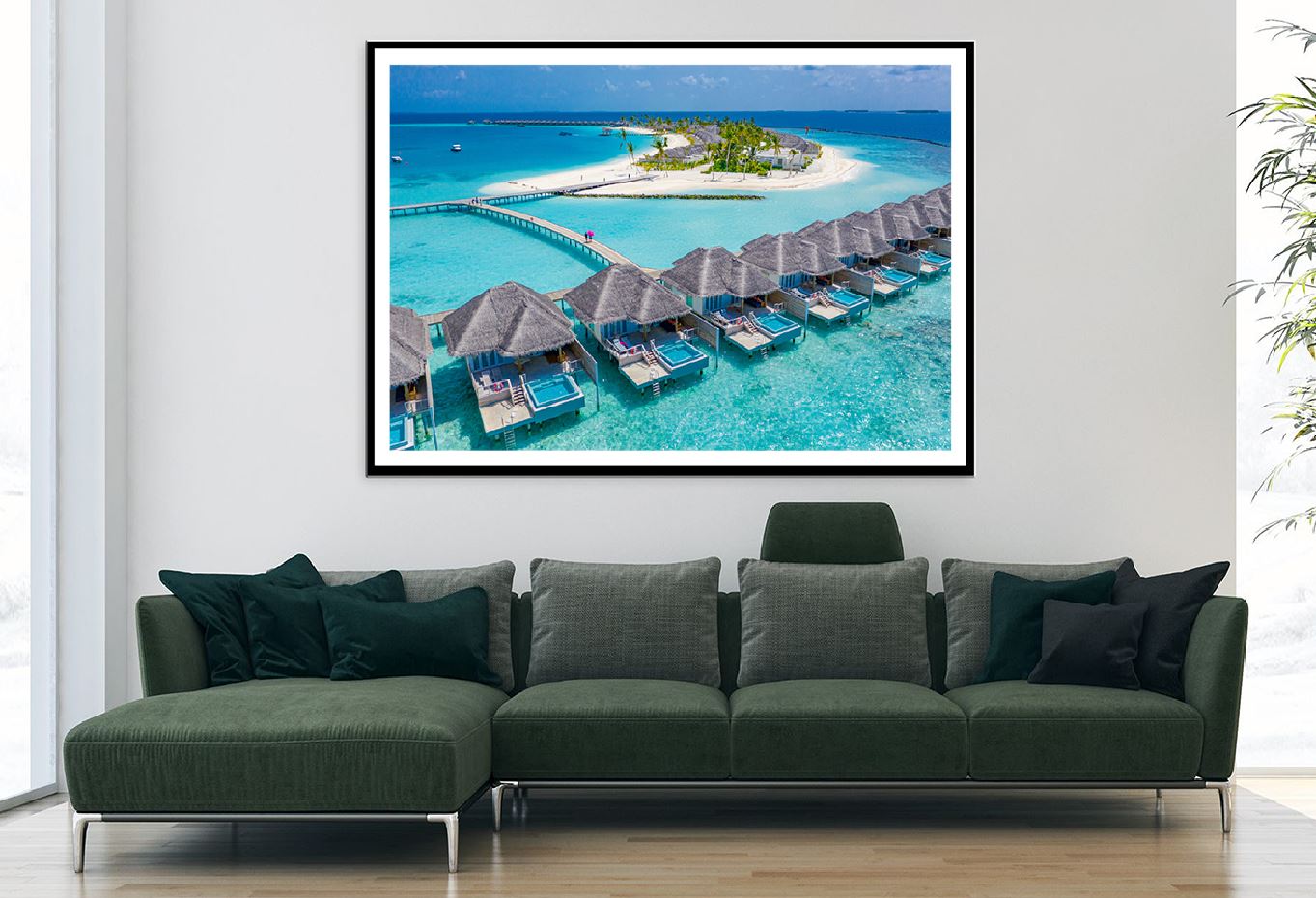 Maldives Sea Resort & Pier Aerial View Photograph Home Decor Premium Quality Poster Print Choose Your Sizes