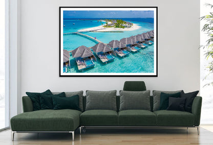 Maldives Sea Resort & Pier Aerial View Photograph Home Decor Premium Quality Poster Print Choose Your Sizes