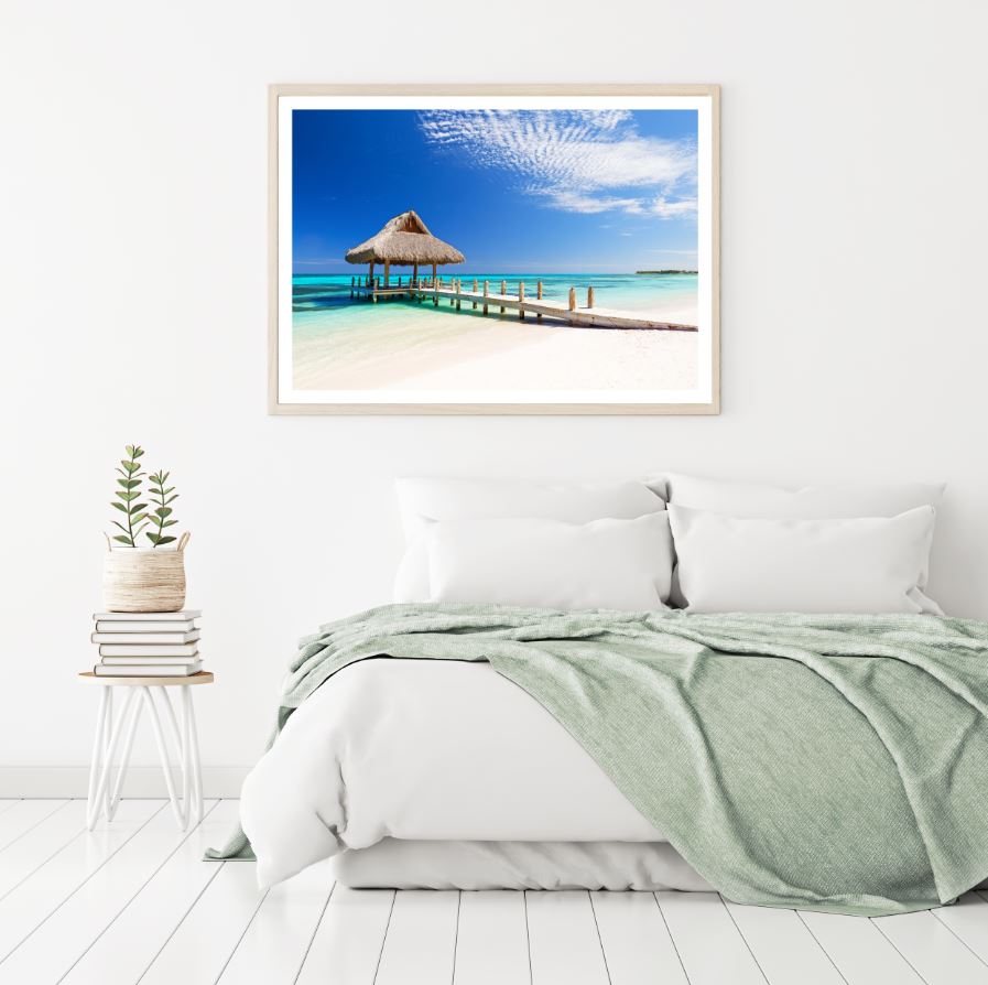 Hut On Pier Sea Scenery View Home Decor Premium Quality Poster Print Choose Your Sizes