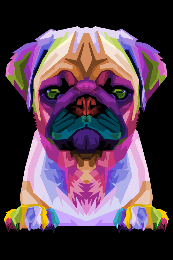 Colorful Pug Dog Face Abstract Design Print 100% Australian Made