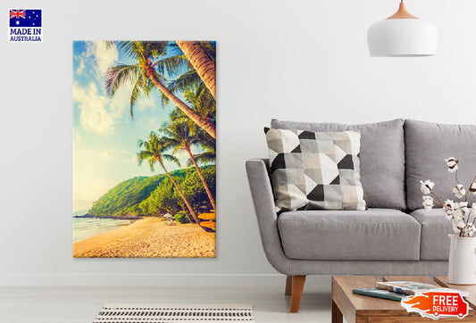 Beach with Palm Trees Sun Shine Photograph Print 100% Australian Made