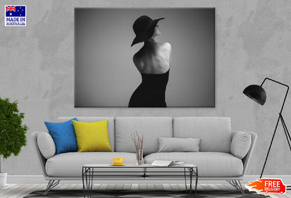 Woman in Black Dress & Hat B&W Print 100% Australian Made