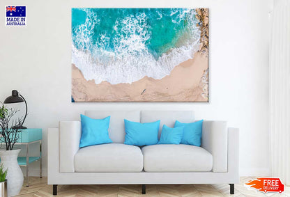 Sea Waves on Seashore Aerial View Photograph Print 100% Australian Made