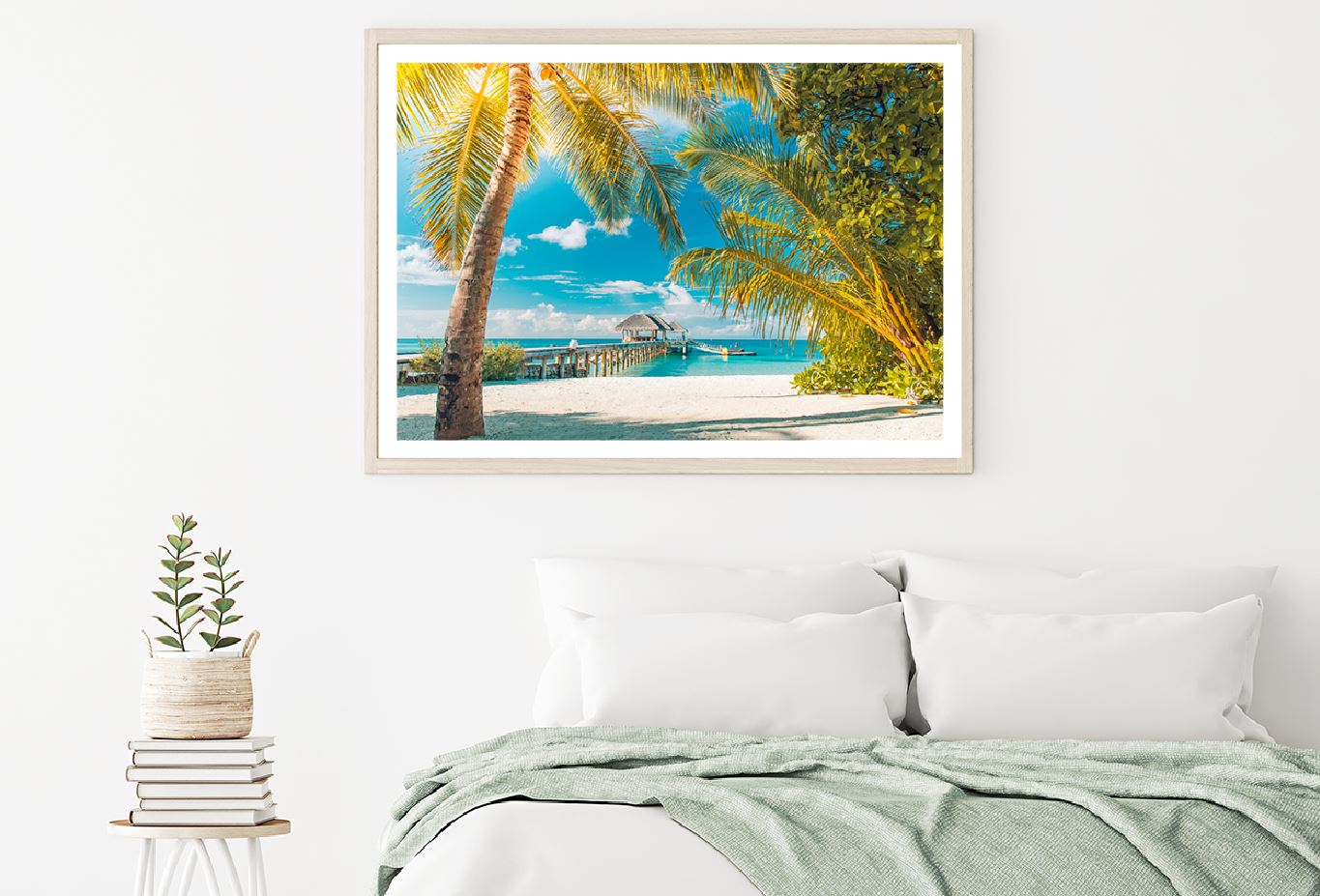 Palm Trees on Sunny Seashore View Photograph Home Decor Premium Quality Poster Print Choose Your Sizes
