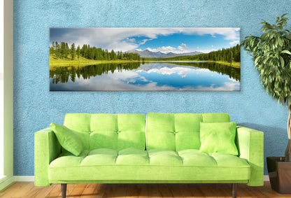 Panoramic Canvas Forest & Sky on Lake View Photograph High Quality 100% Australian Made Wall Canvas Print Ready to Hang