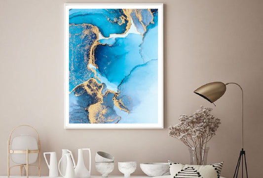 Blue & Gold Marble Abstract Design Home Decor Premium Quality Poster Print Choose Your Sizes