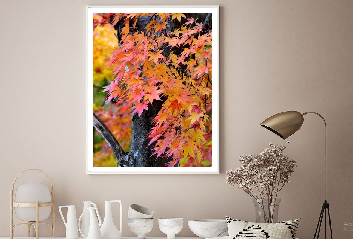 Orange Pink Maple Leaves View Photograph Home Decor Premium Quality Poster Print Choose Your Sizes