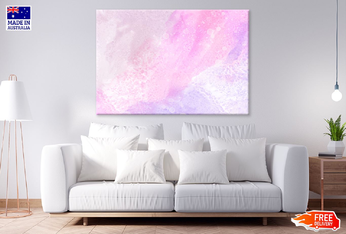 White Purple & Pink Abstract Design Print 100% Australian Made