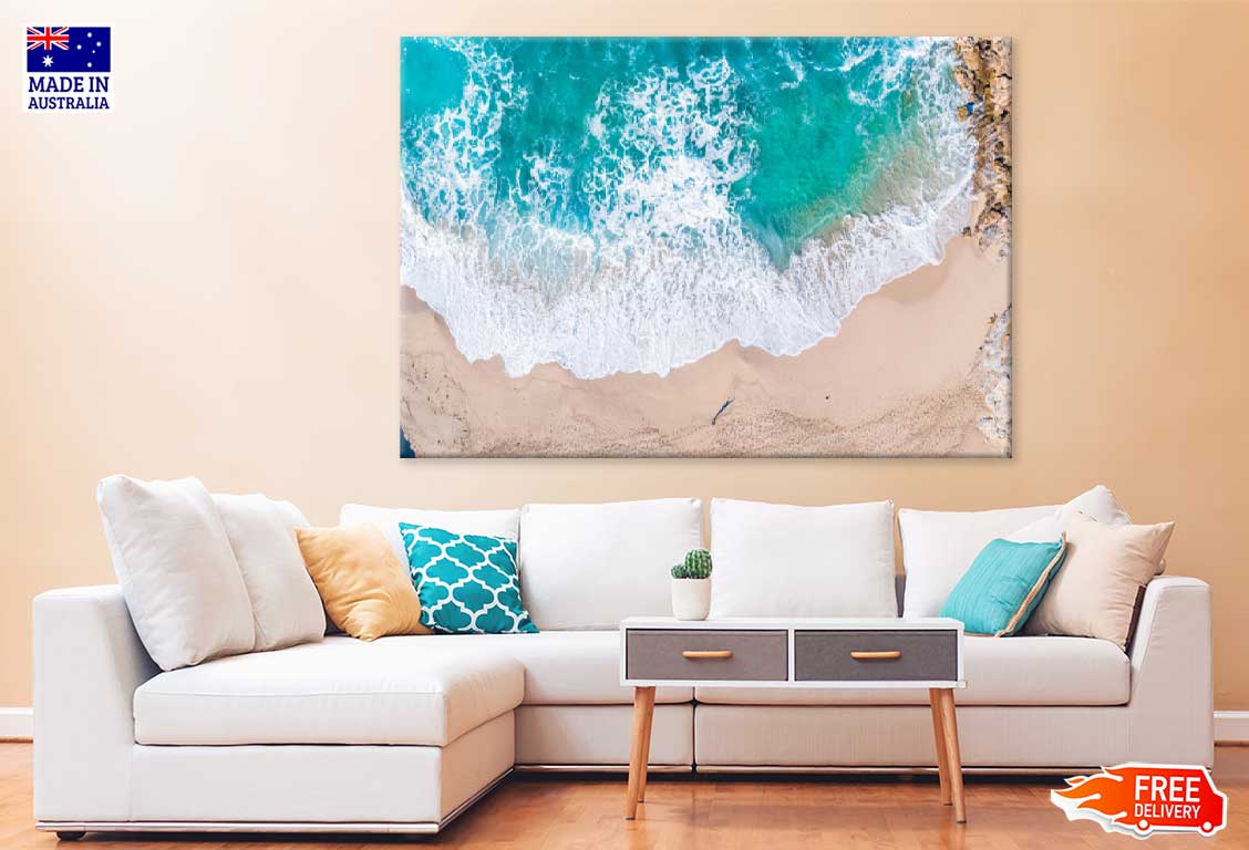 Sea Waves on Seashore Aerial View Photograph Print 100% Australian Made