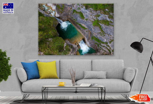 Rocky Waterfall Aerial View Photograph Print 100% Australian Made