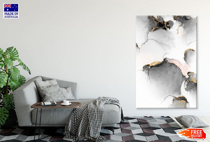 Black & Gold Marble Liquid Ink Abstract Design Print 100% Australian Made