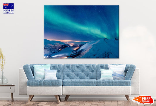 Lights & Snow Mountains Night View Tromso Print 100% Australian Made