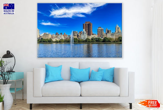 New York Skyline Reflected in Central Park Lake Photograph Print 100% Australian Made