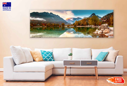 Panoramic Canvas Jasna Lake Mountains View Photograph High Quality 100% Australian Made Wall Canvas Print Ready to Hang