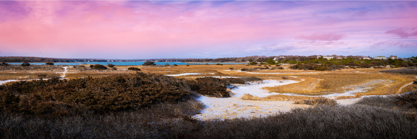 Panoramic Canvas Winter Field & Marsh Scenery View High Quality 100% Australian Made Wall Canvas Print Ready to Hang