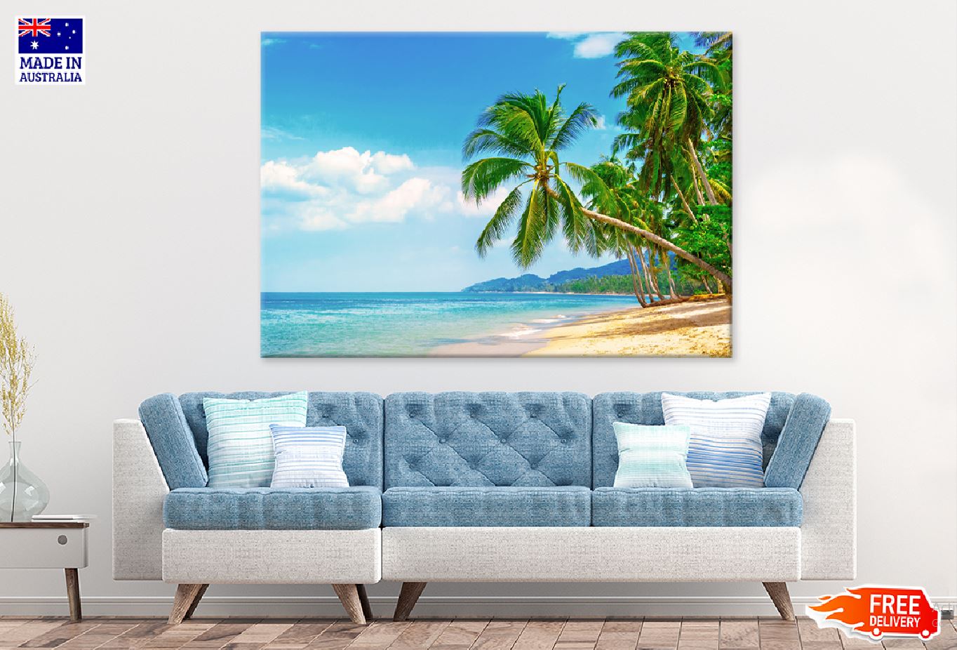 Palm Trees Sandy Tropical Beach View Photograph Print 100% Australian Made