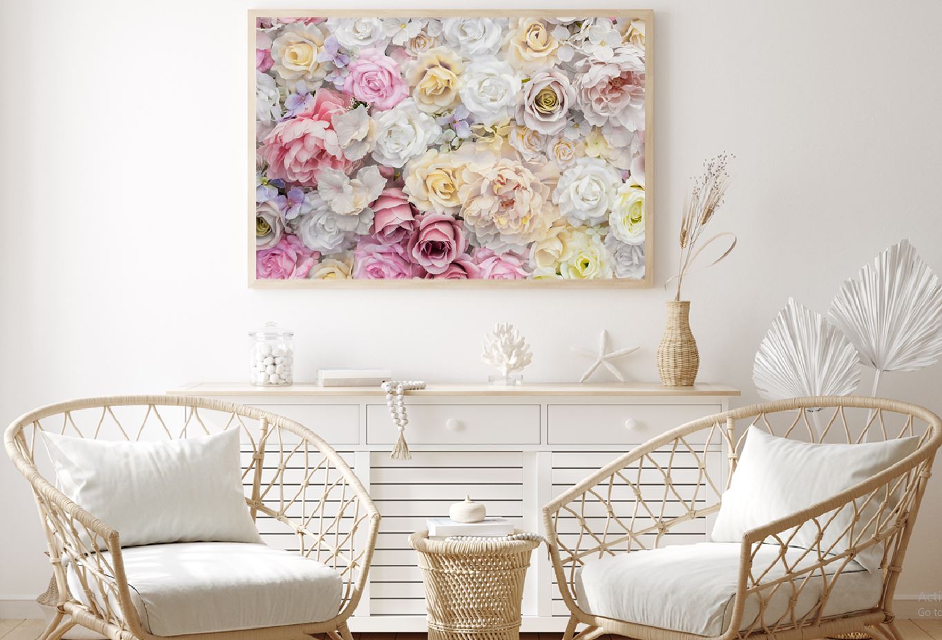 White Pink Roses Closeup View Photograph Home Decor Premium Quality Poster Print Choose Your Sizes