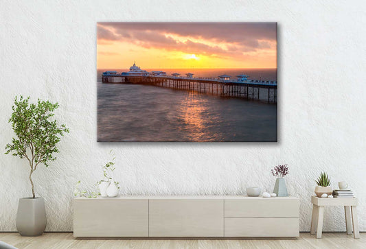 Bella Home Llandudno Pier and the Sunrise Print Canvas Ready to hang