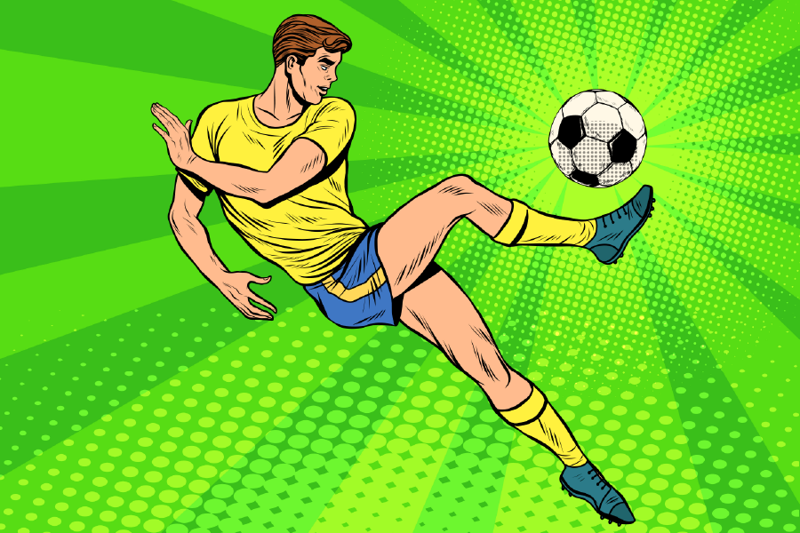 Foot Ball Player Illustration Print 100% Australian Made