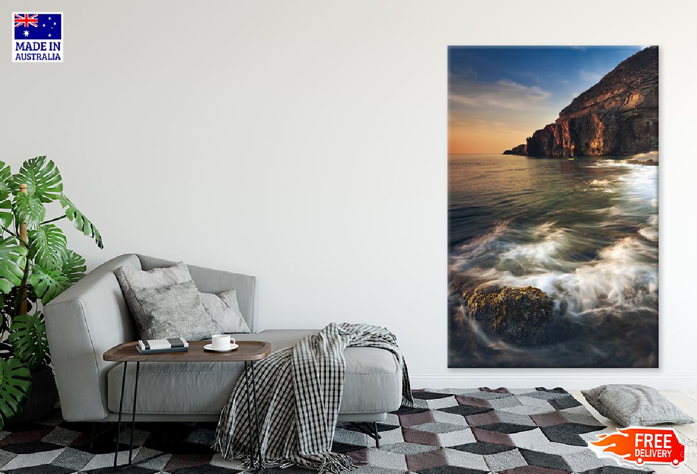 Seascape Rocks Sunset Scenery Photograph Print 100% Australian Made