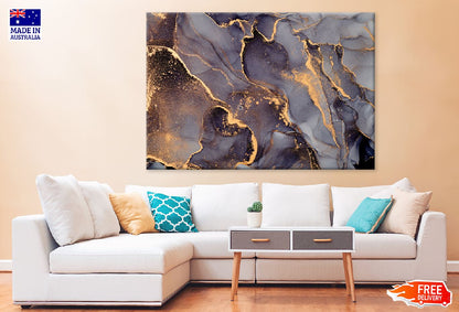 Black Grey & Gold Fluid Abstract Design Print 100% Australian Made