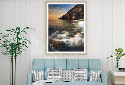 Seascape Rocks Sunset Scenery View Photograph Home Decor Premium Quality Poster Print Choose Your Sizes