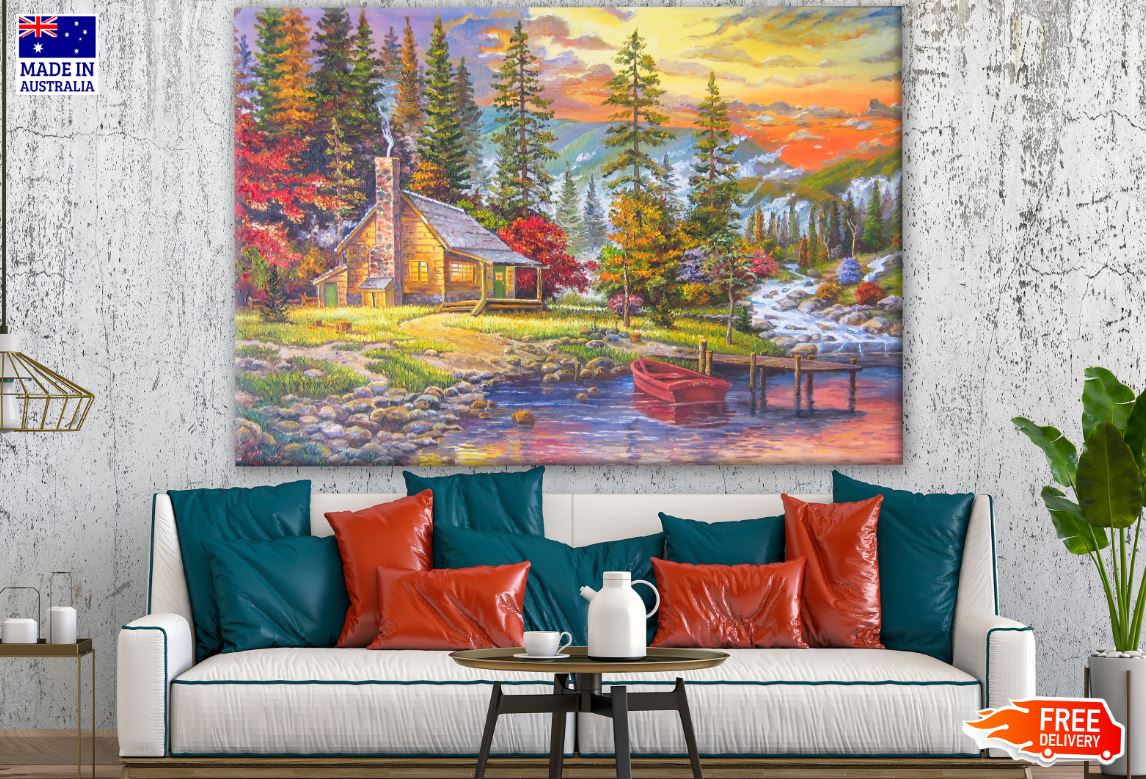 Stunning House & Nature Painting Print 100% Australian Made