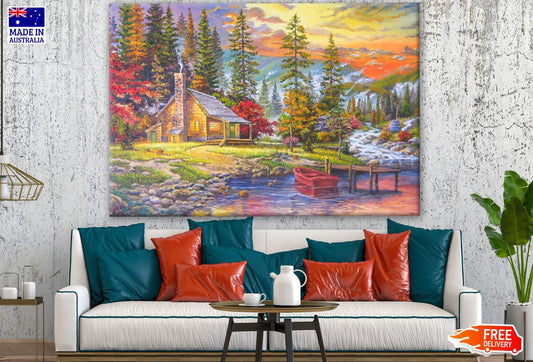 Stunning House & Nature Painting Print 100% Australian Made