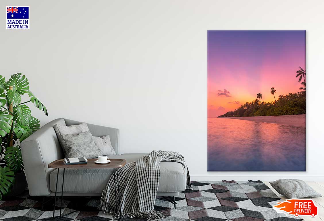 Calm Sea with Orange Sunset View Photograph Print 100% Australian Made
