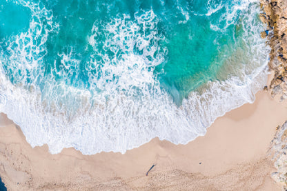 Sea Waves on Seashore Aerial View Photograph Print 100% Australian Made