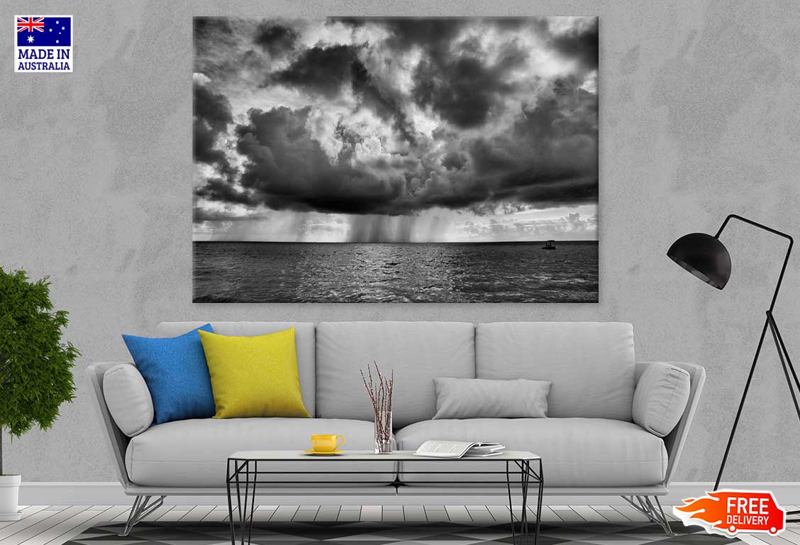 Ocean with Dark Clouds B&W View Photograph Print 100% Australian Made