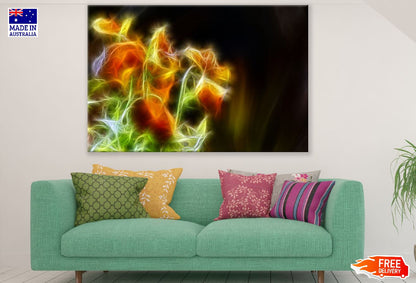 Orange Gold & Green Digital Abstract Design Print 100% Australian Made