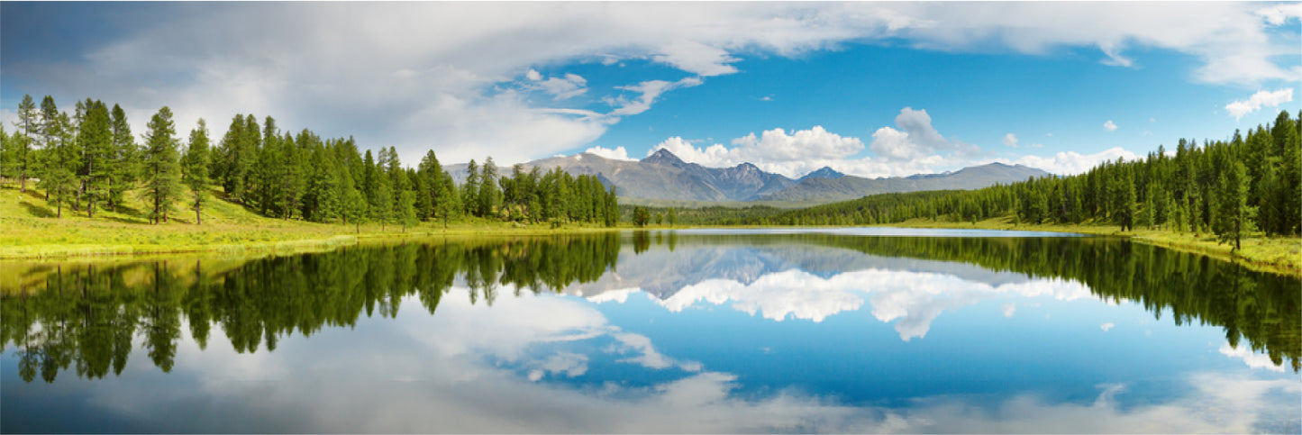 Panoramic Canvas Forest & Sky on Lake View Photograph High Quality 100% Australian Made Wall Canvas Print Ready to Hang