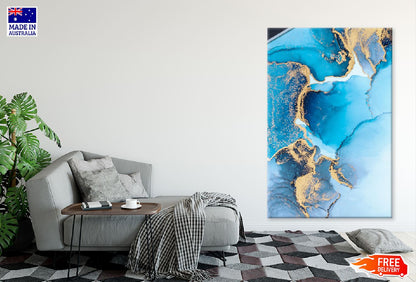 Blue & Gold Marble Abstract Design Print 100% Australian Made