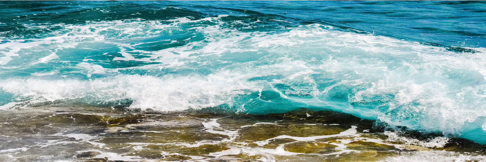 Panoramic Canvas Sea Blue Waves View Photograph High Quality 100% Australian Made Wall Canvas Print Ready to Hang