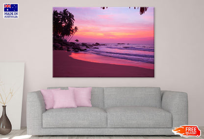 Pink Sunset Sky on Beach View Photograph Print 100% Australian Made