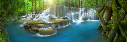 Panoramic Canvas Waterfall on Rocks View Photograph High Quality 100% Australian Made Wall Canvas Print Ready to Hang