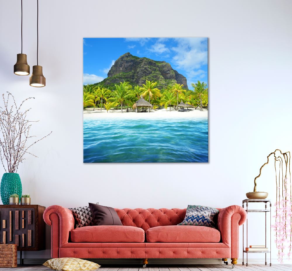 Square Canvas Le Morne Peninsula Sea View Photograph High Quality Print 100% Australian Made