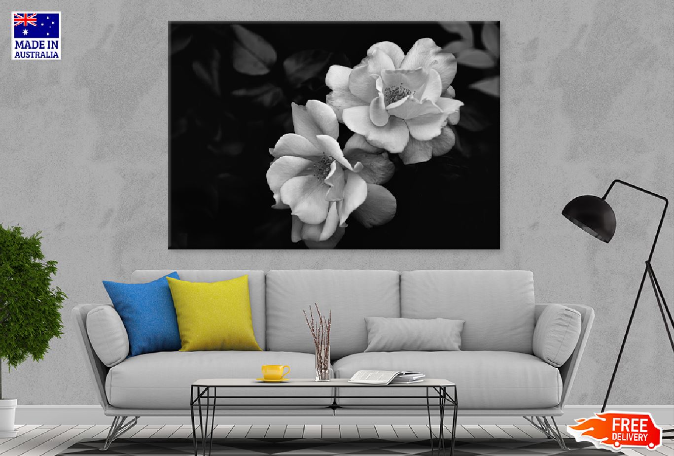 Blossom Flowers Closeup B&W View Photograph Print 100% Australian Made