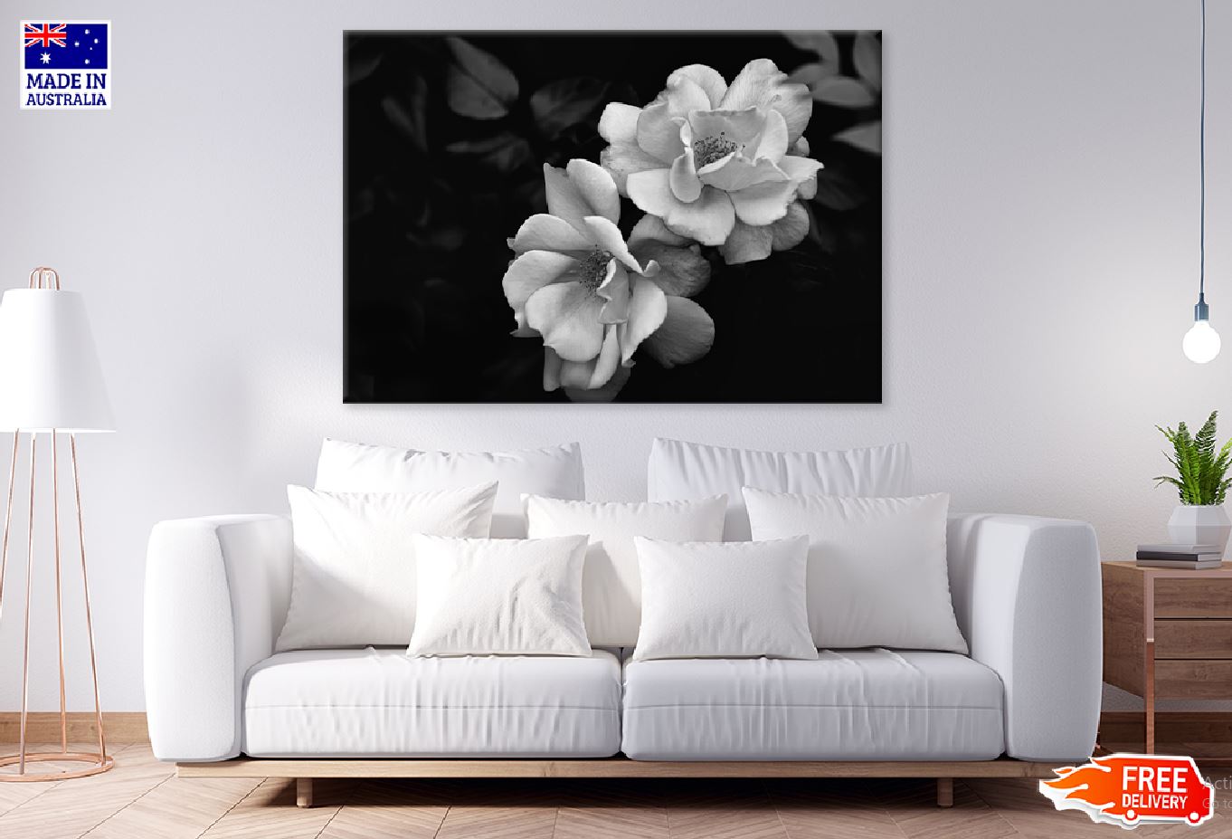 Blossom Flowers Closeup B&W View Photograph Print 100% Australian Made