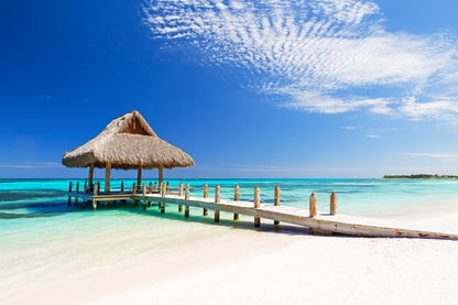 Hut On Pier Sea Scenery View Home Decor Premium Quality Poster Print Choose Your Sizes