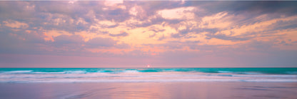 Panoramic Canvas Pink Sea & Sky View Photograph High Quality 100% Australian Made Wall Canvas Print Ready to Hang