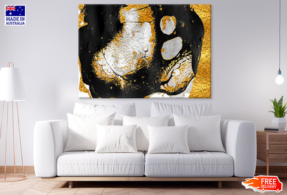 Black & White & Gold Abstract Design Print 100% Australian Made