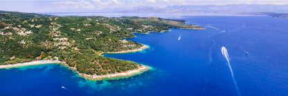 Panoramic Canvas Corfu Island Aerial View Photograph High Quality 100% Australian Made Wall Canvas Print Ready to Hang