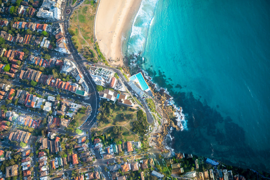 Bondi Sea Aerial View Photograph Sydney Australia Home Decor Premium Quality Poster Print Choose Your Sizes